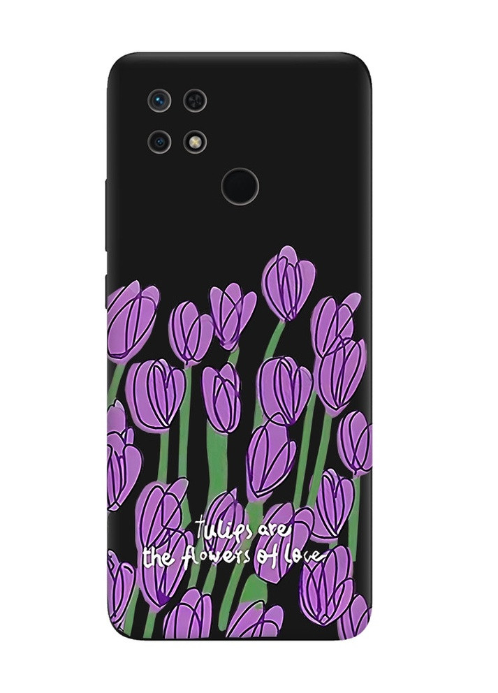 Матовий чорний чохол на Xiaomi Redmi 10C Тюльпани (принт 265) Creative (258491684)
