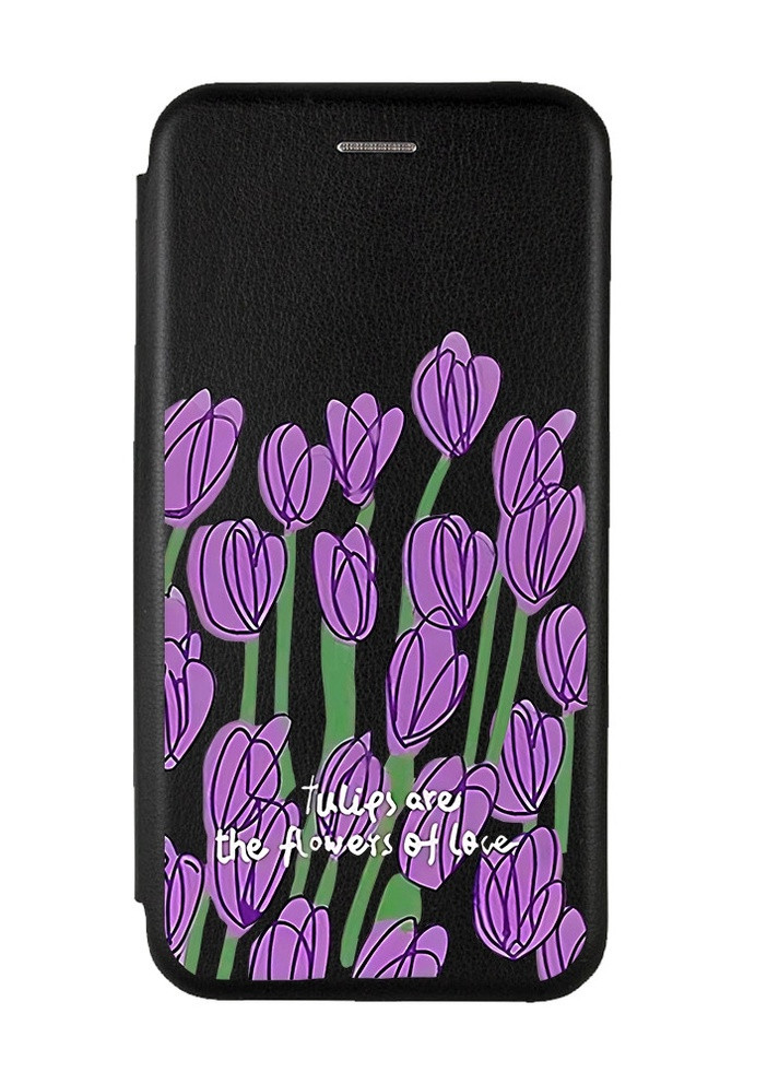 Чехол-книжка с рисунком для Xiaomi Redmi 9 Черный :: Тюльпаны (принт 265) Creative (258492230)