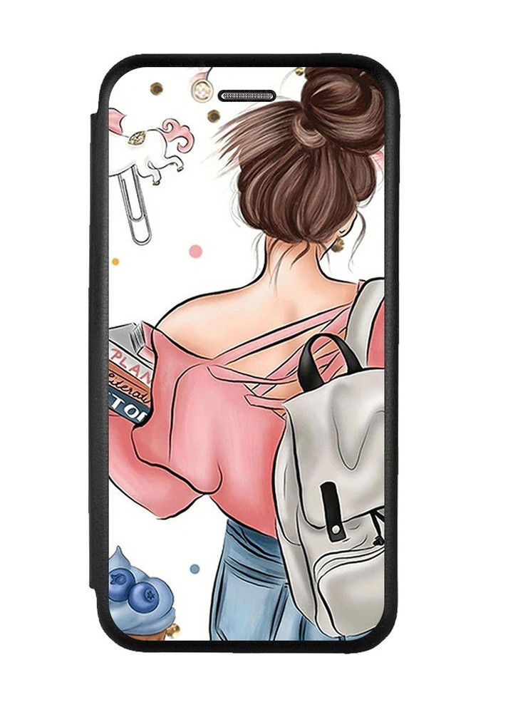 Чехол-книжка с рисунком для Xiaomi Redmi A1 Черный :: Девушка с рюкзаком (принт 30) Creative (258491637)