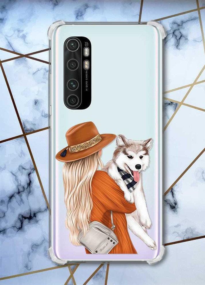 Чехол с утолщёнными углами для Xiaomi Mi Note 10 Lite Девушка с собачкой (принт 115) Creative (258492029)