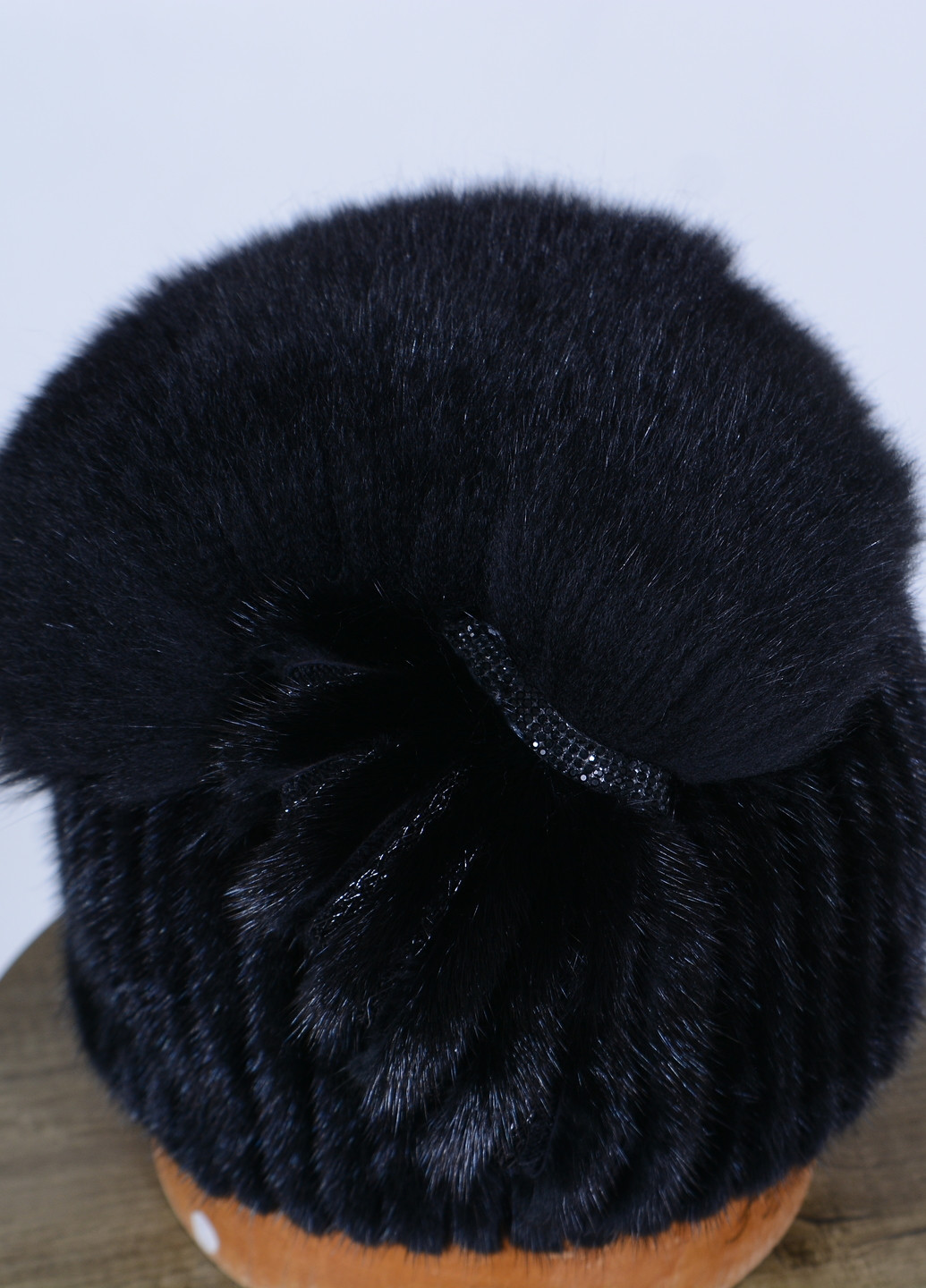 Женская вязаная шапка из меха норки с помпоном из меха песца Меховой Стиль спираль (258482440)