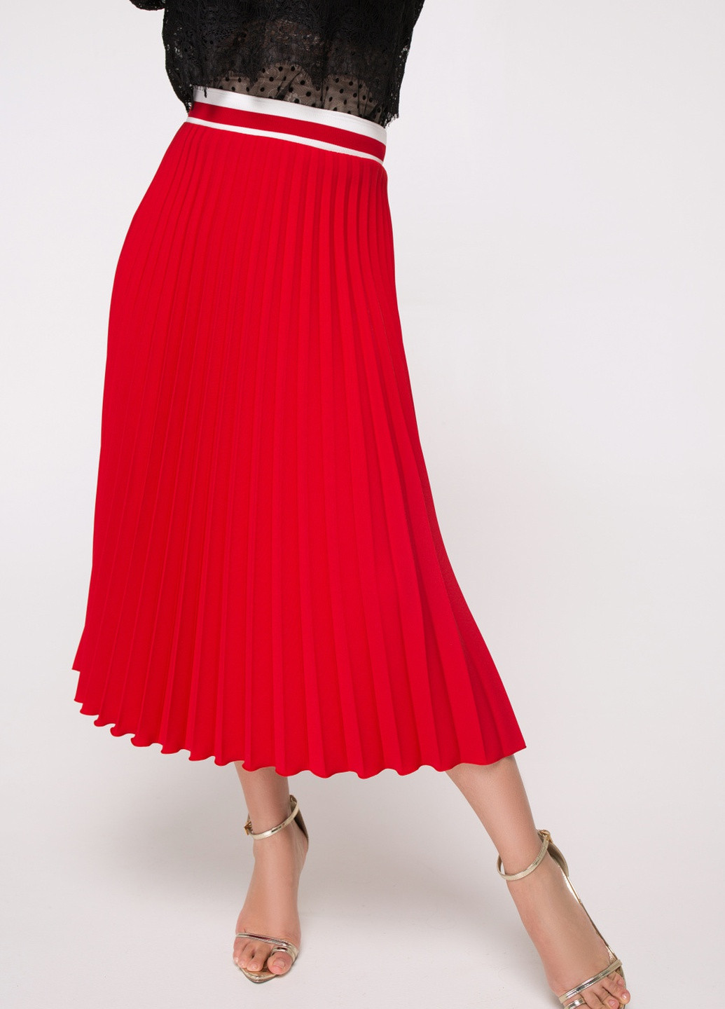 Красная кэжуал однотонная юбка Luzana