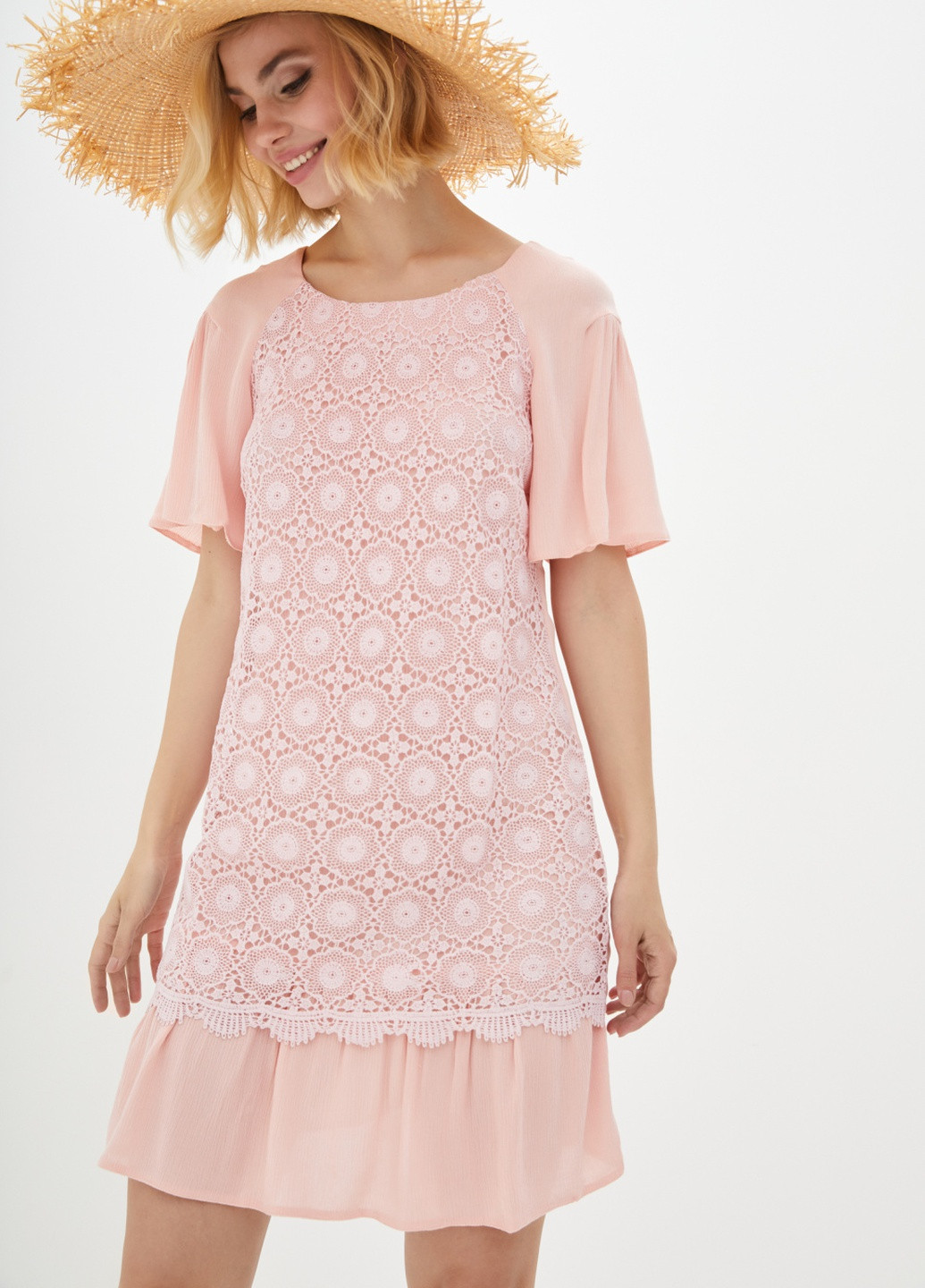 Розовое кэжуал платье Luzana однотонное