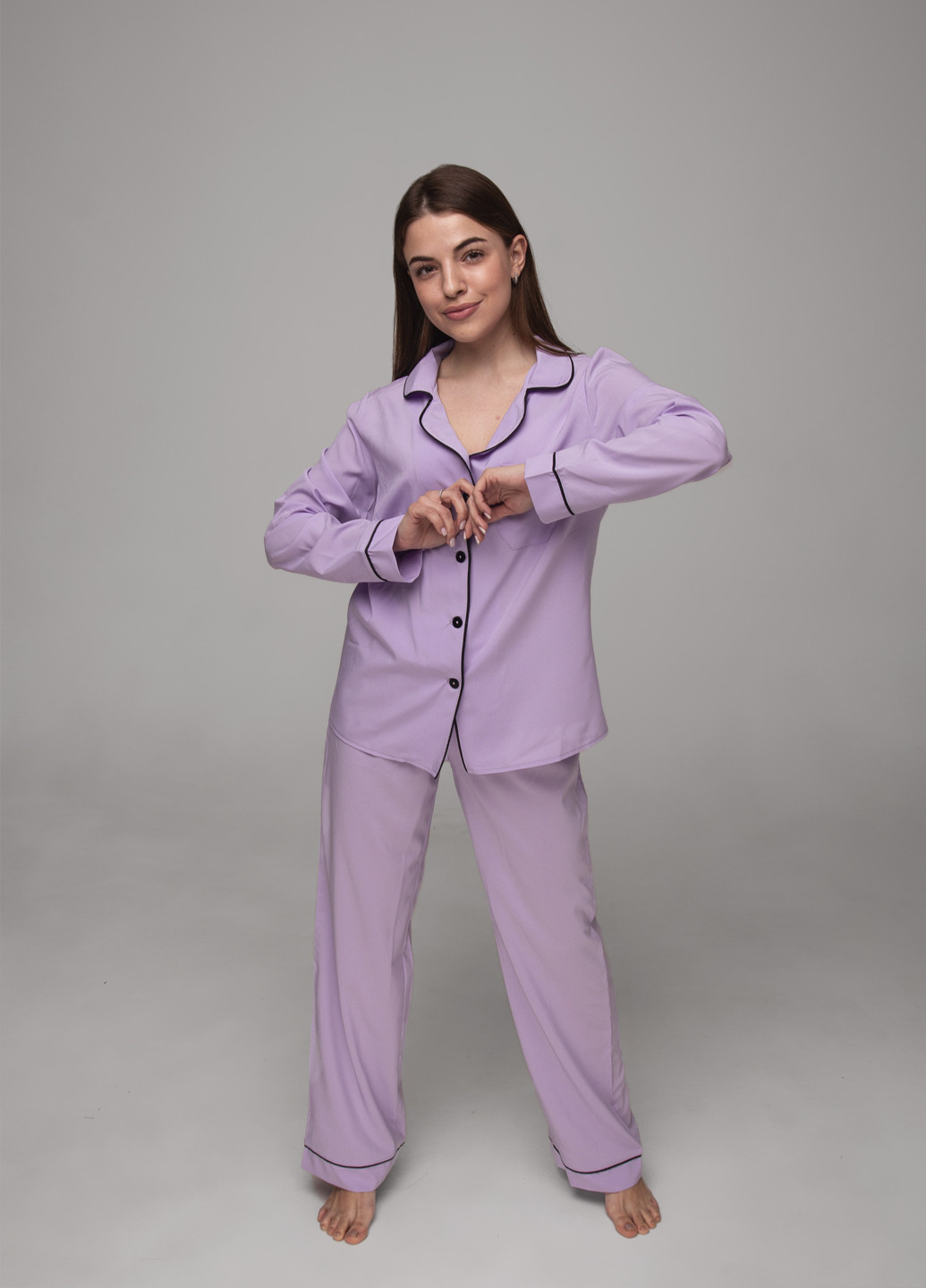 Фиолетовая всесезон пижама (рубашка + штаны) рубашка + брюки GorLin