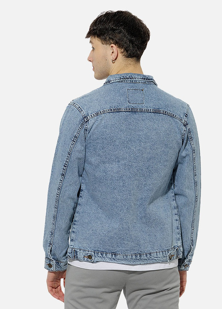 Голубая демисезонная мужская джинсовая куртка No Brand