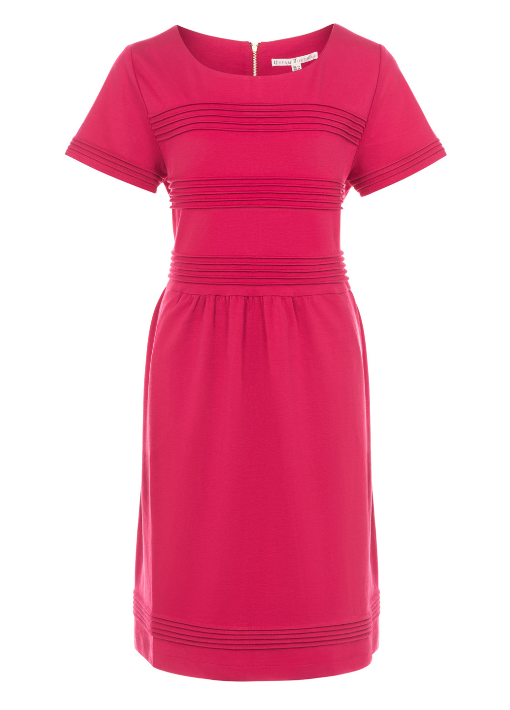 Рожева коктейльна жіноча міді сукня футляр Uttam Boutique однотонна