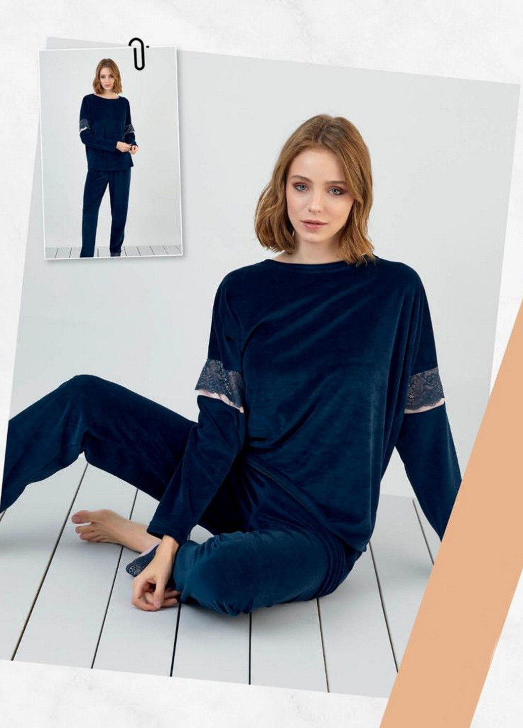 Темно-синяя пижама женская Sevim