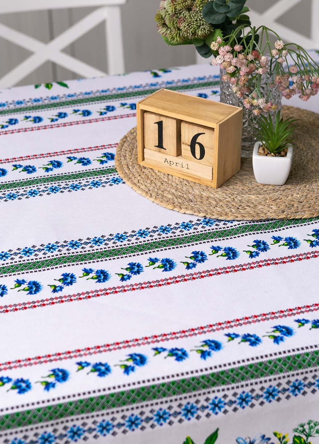 Скатерть традиция "Васильки" 1.5м х 1.5м (квадратная на круглый стол) Homedec - (258493307)