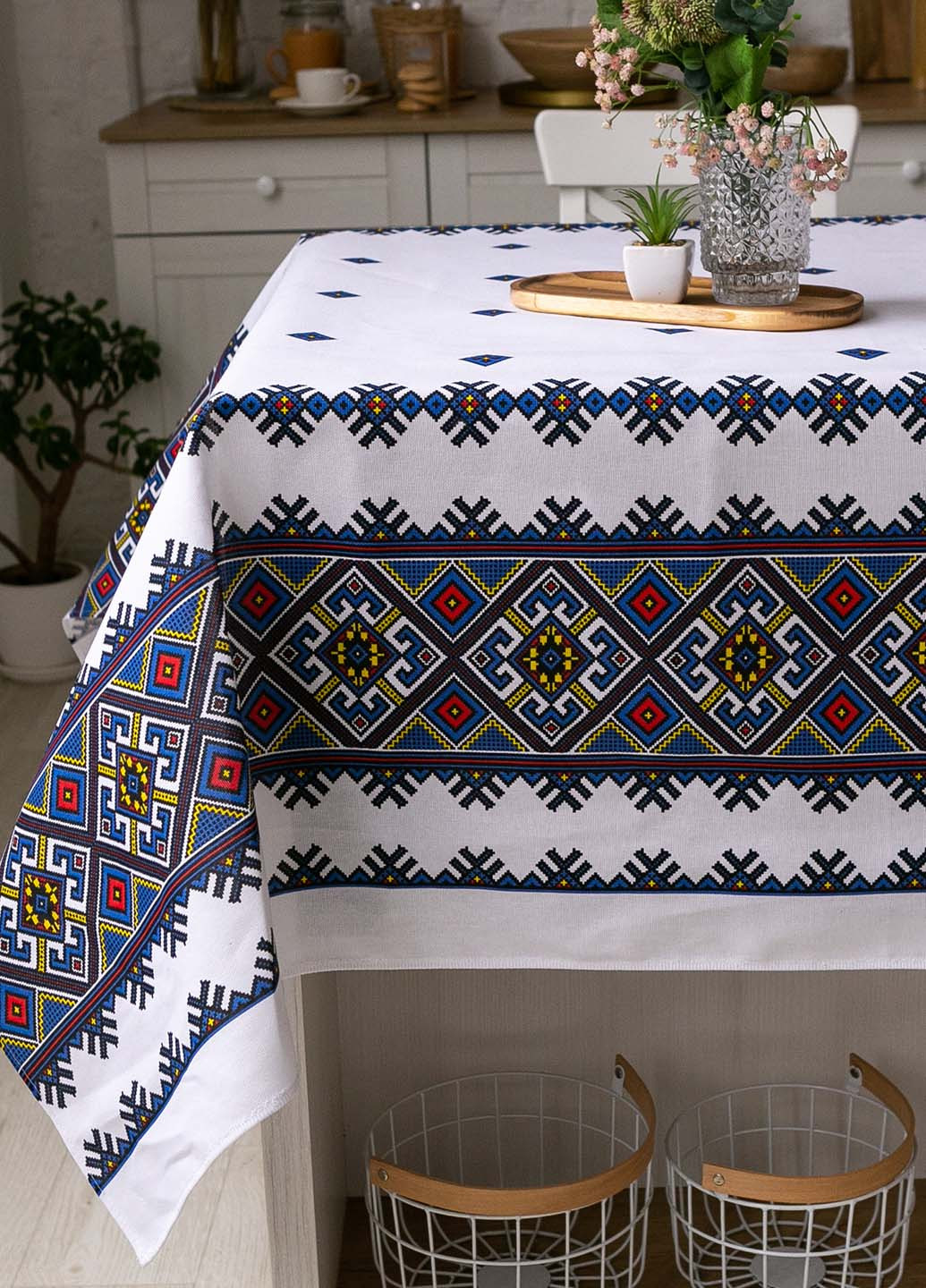 Скатертина традиція "Орнамент синій" 1.5м х 1.1м (кухонний стіл) Homedec - (258493309)