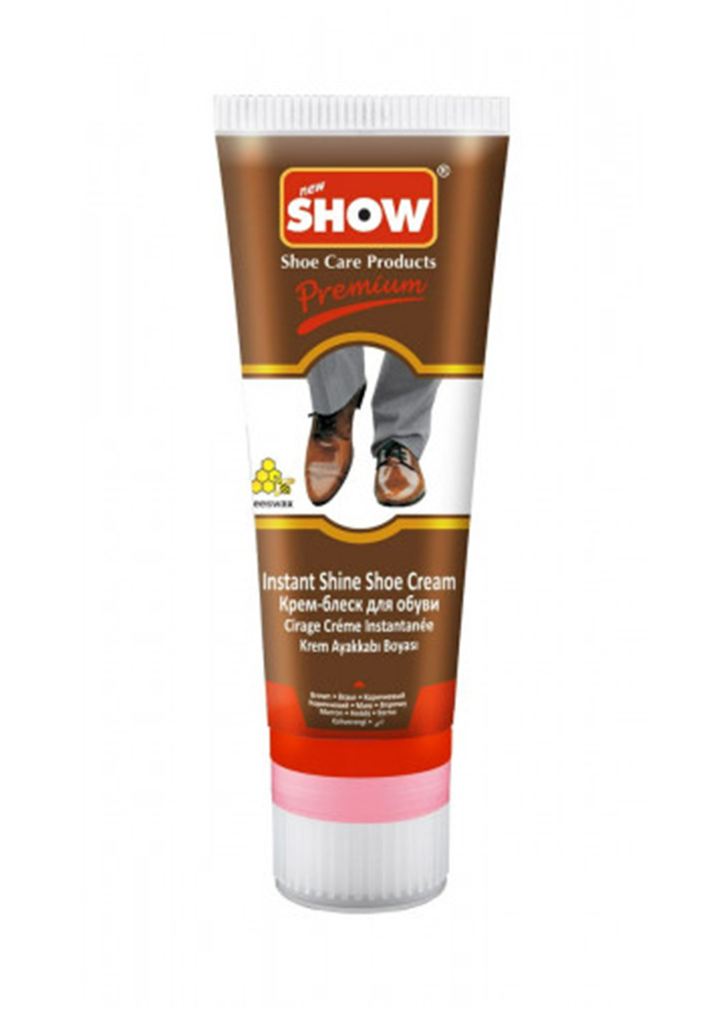Крем-блиск для взуття коричневий 75 мл з губкою Show (258524987)