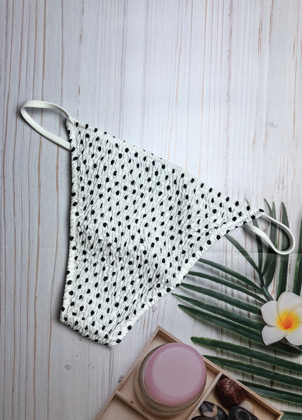 Белые женские плавки танга в черный горошек в горошек Asos