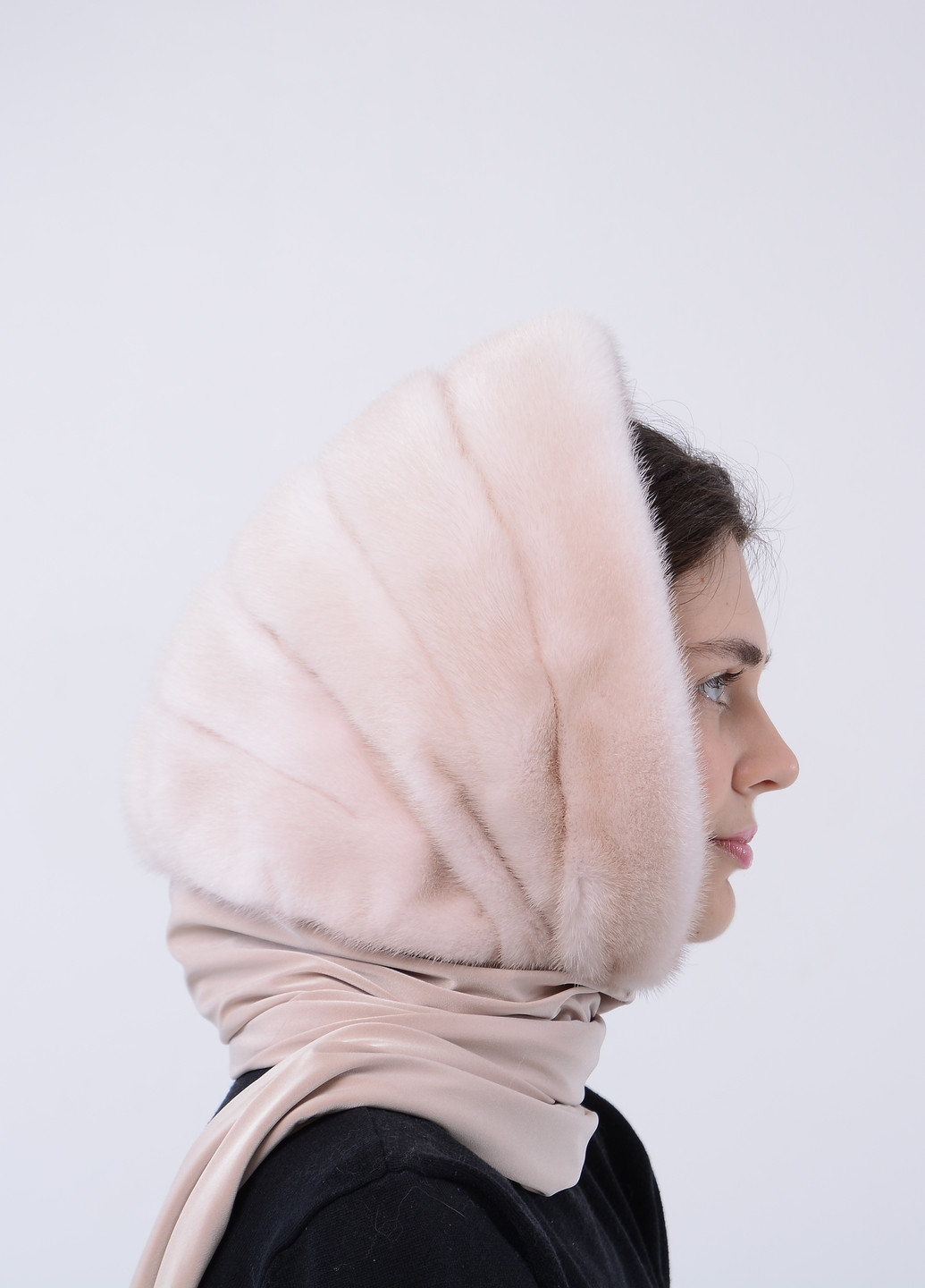 Женский платок на голову из настоящего меха норки Меховой Стиль ракушка (258565875)
