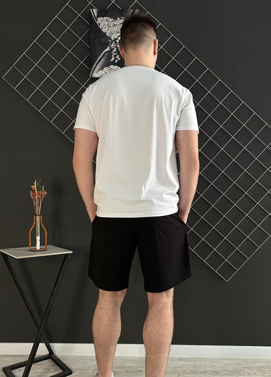 Белый летний шорты черные + футболка белая Vakko