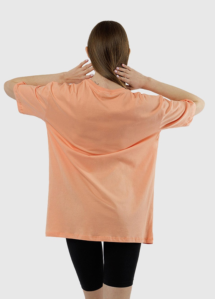 Персиковая летняя женская удлиненная футболка регуляр Avanti
