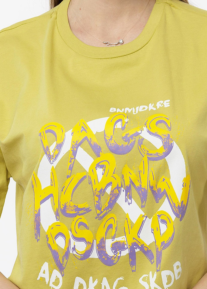 Оливкова літня жіноча подовжена футболка регуляр Avanti