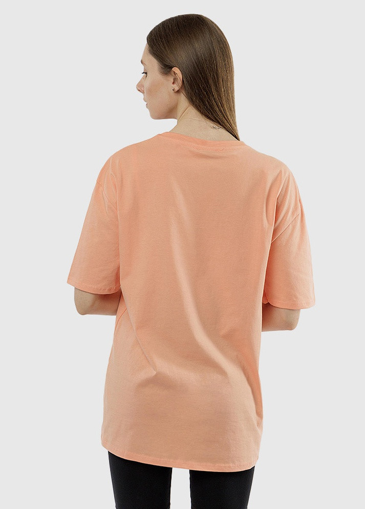 Персиковая летняя женская удлиненная футболка регуляр Avanti