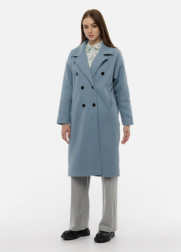Голубое демисезонное Женское пальто оверсайз Mixray