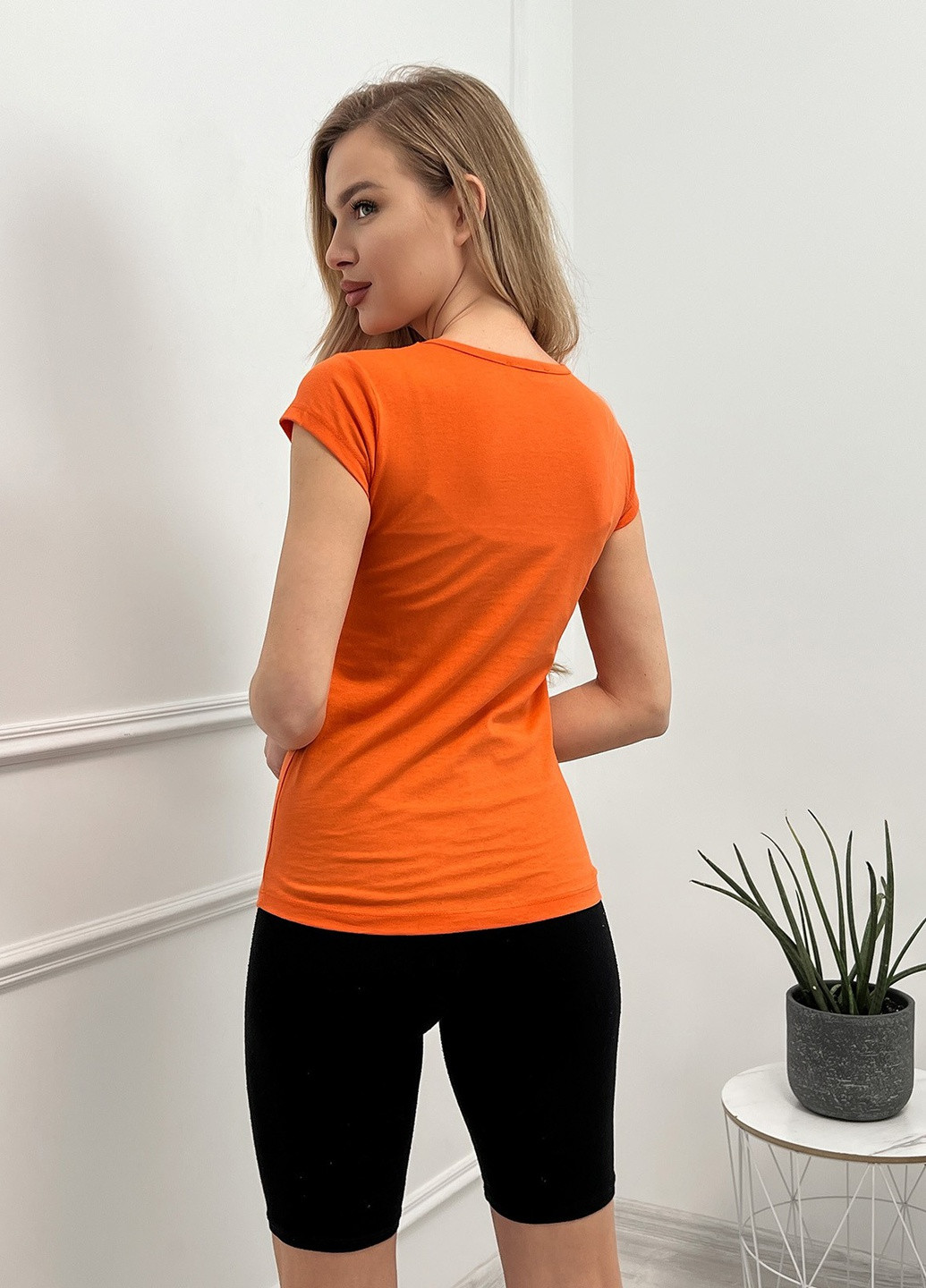 Помаранчева літня футболка жіноча з коротким рукавом ISSA PLUS WN20-432