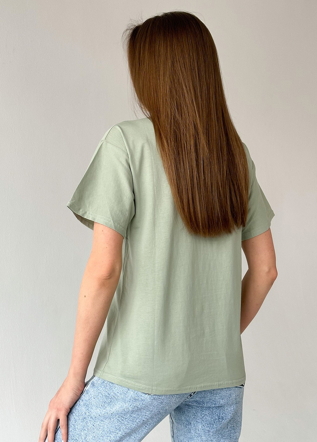 Оливкова літня футболка жіноча з коротким рукавом ISSA PLUS WN20-421