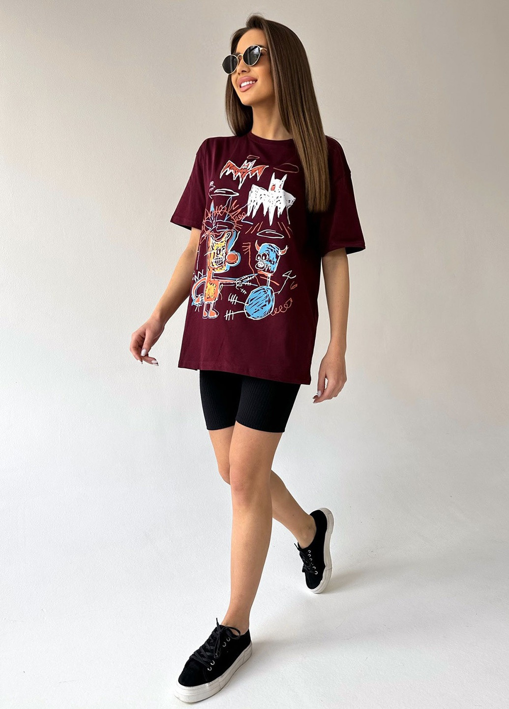Бордова літня футболка жіноча з коротким рукавом ISSA PLUS WN20-442