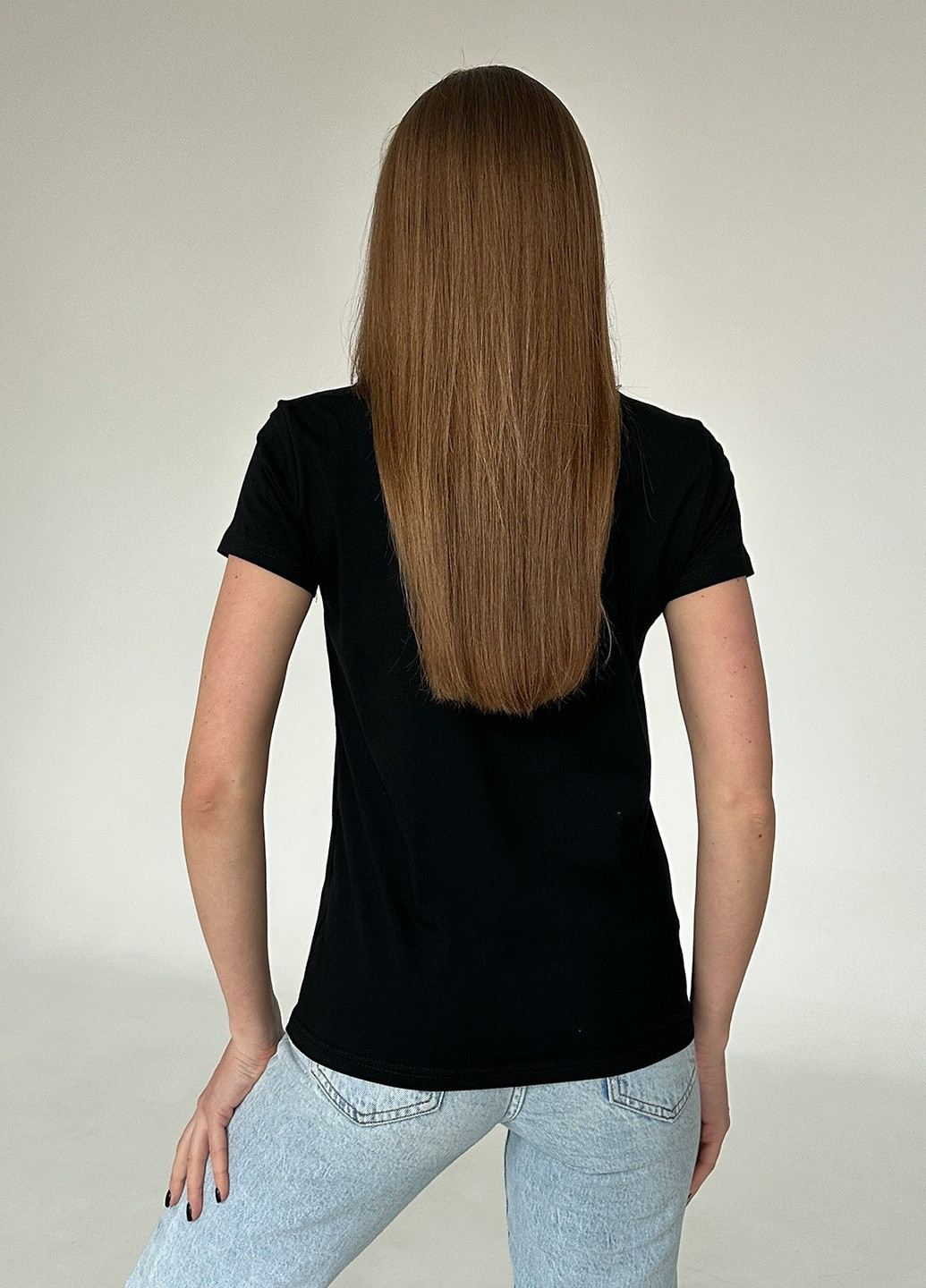 Чорна літня футболка жіноча з коротким рукавом ISSA PLUS WN20-446