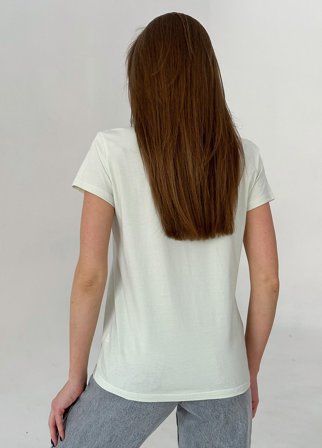 М'ятна літня футболка жіноча з коротким рукавом ISSA PLUS WN20-445