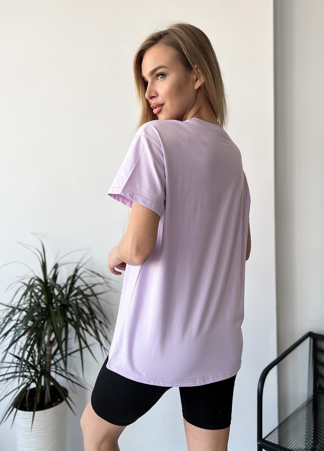 Сиреневая летняя футболка женская с коротким рукавом ISSA PLUS WN20-459