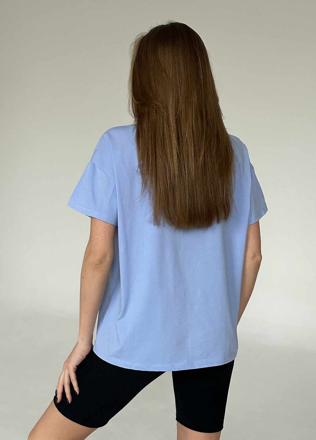 Блакитна літня футболка жіноча з коротким рукавом ISSA PLUS WN20-448