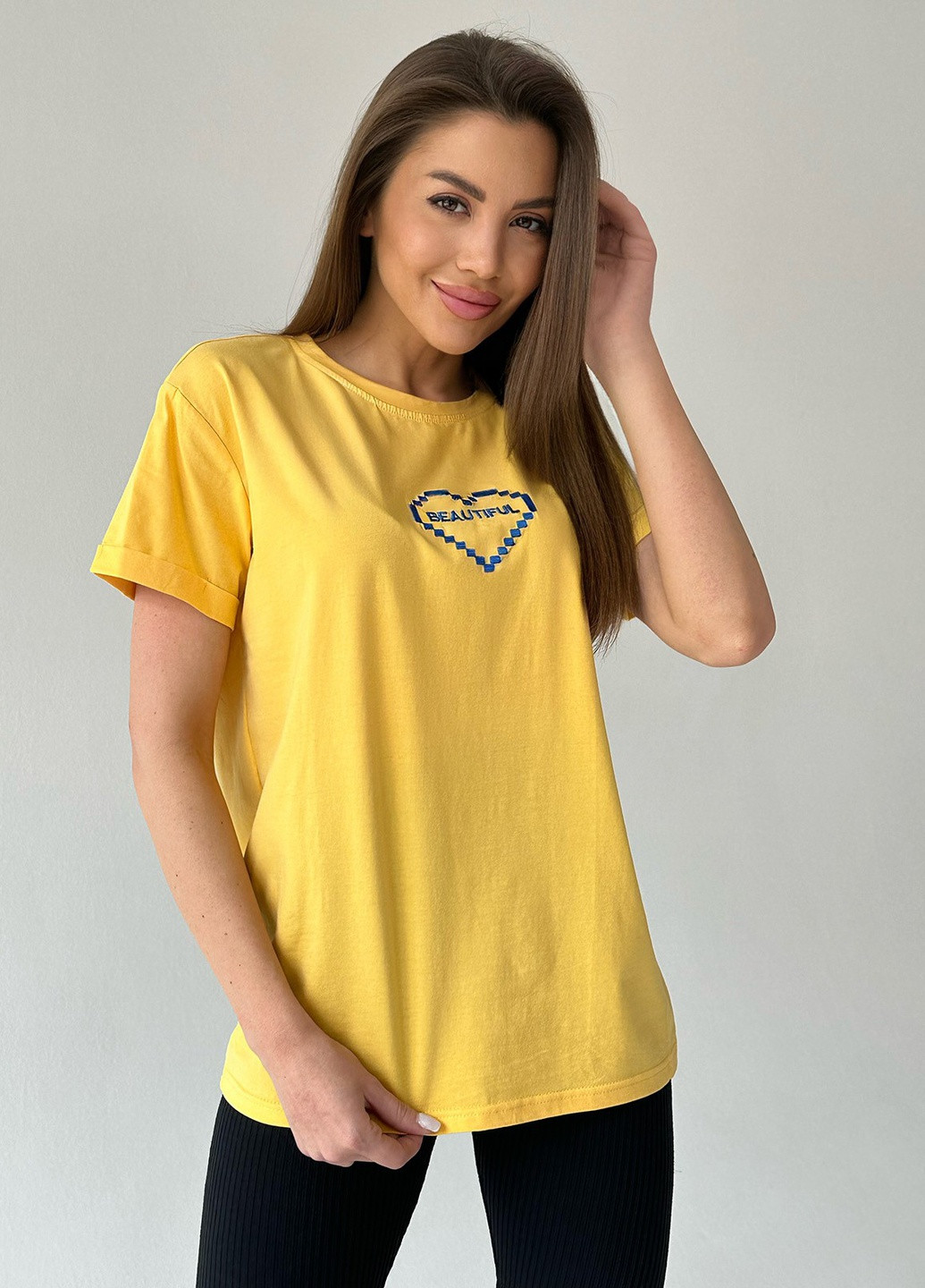 Желтая летняя футболка женская с коротким рукавом ISSA PLUS WN20-450