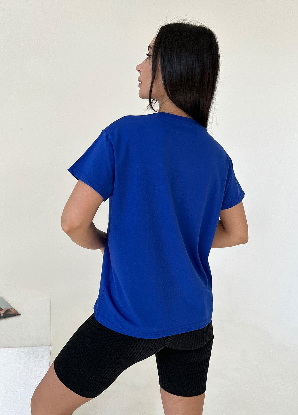 Синя літня футболка жіноча з коротким рукавом ISSA PLUS WN20-455