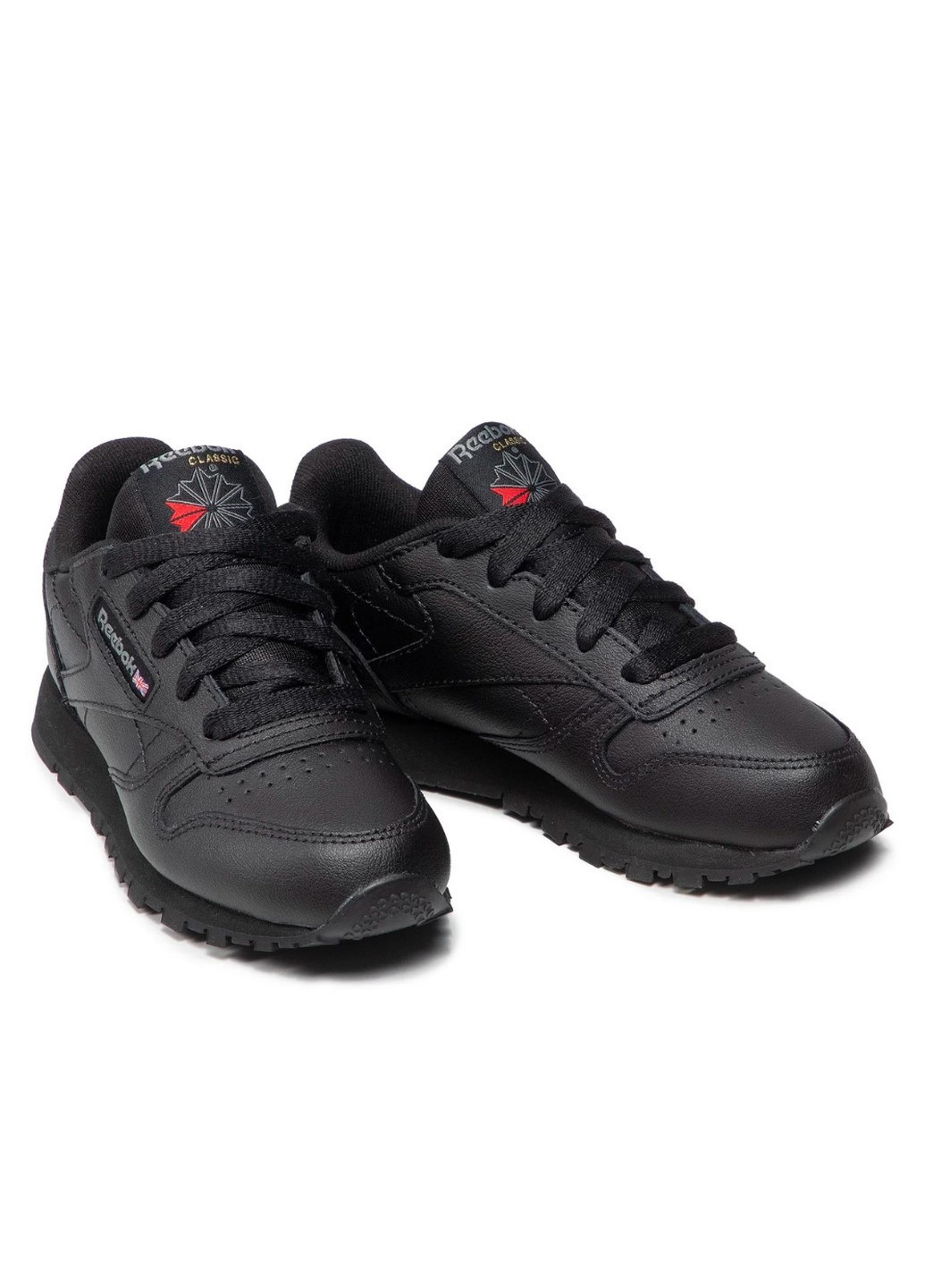 Чорні осінні дитячі повсякденні кросівки classic leather 50170 Reebok