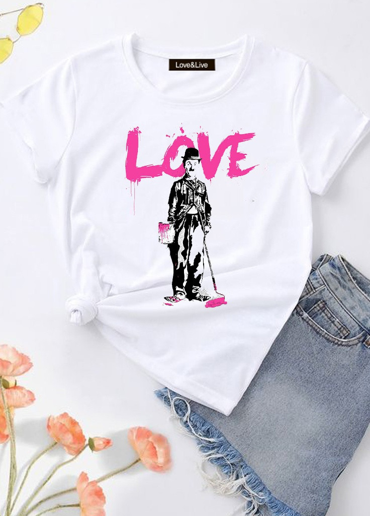 Біла демісезон футболка жіноча біла chaplin Love&Live