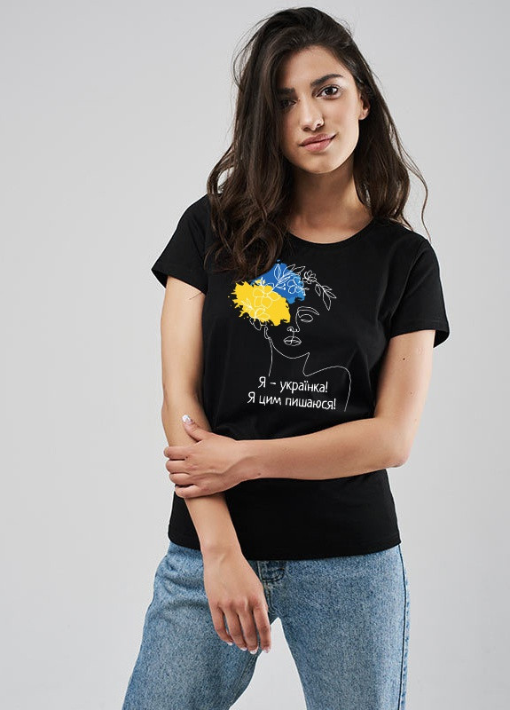 Чорна демісезон футболка жіноча чорна я - українка! я цим пишаюся! Love&Live