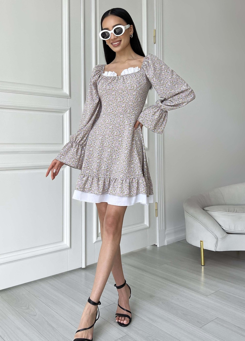 Малинова повсякденний ніжна сукня з легкої тканини у весняно-літній принт Jadone Fashion з квітковим принтом