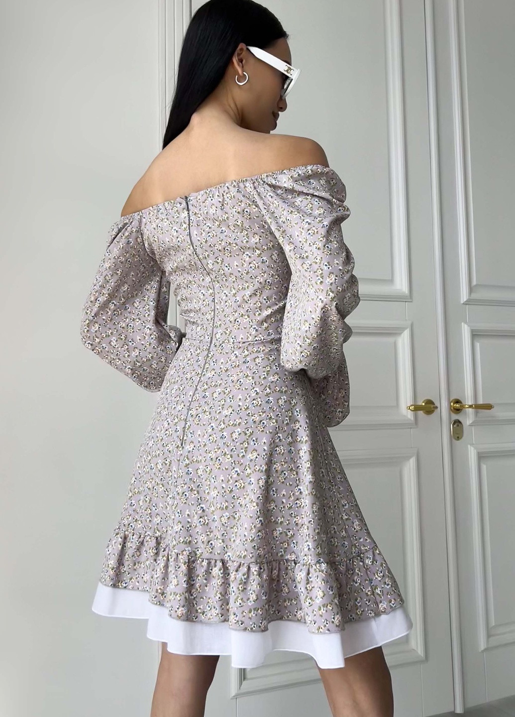 Малиновое повседневный нежное платье из легкой ткани в весенне-летний принт Jadone Fashion с цветочным принтом