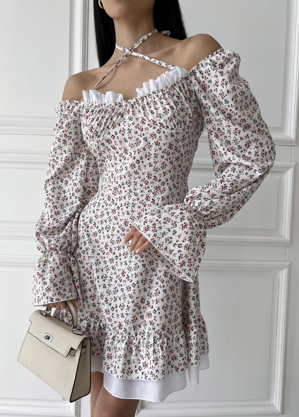 Малинова повсякденний ніжна сукня з легкої тканини у весняно-літній принт Jadone Fashion з квітковим принтом