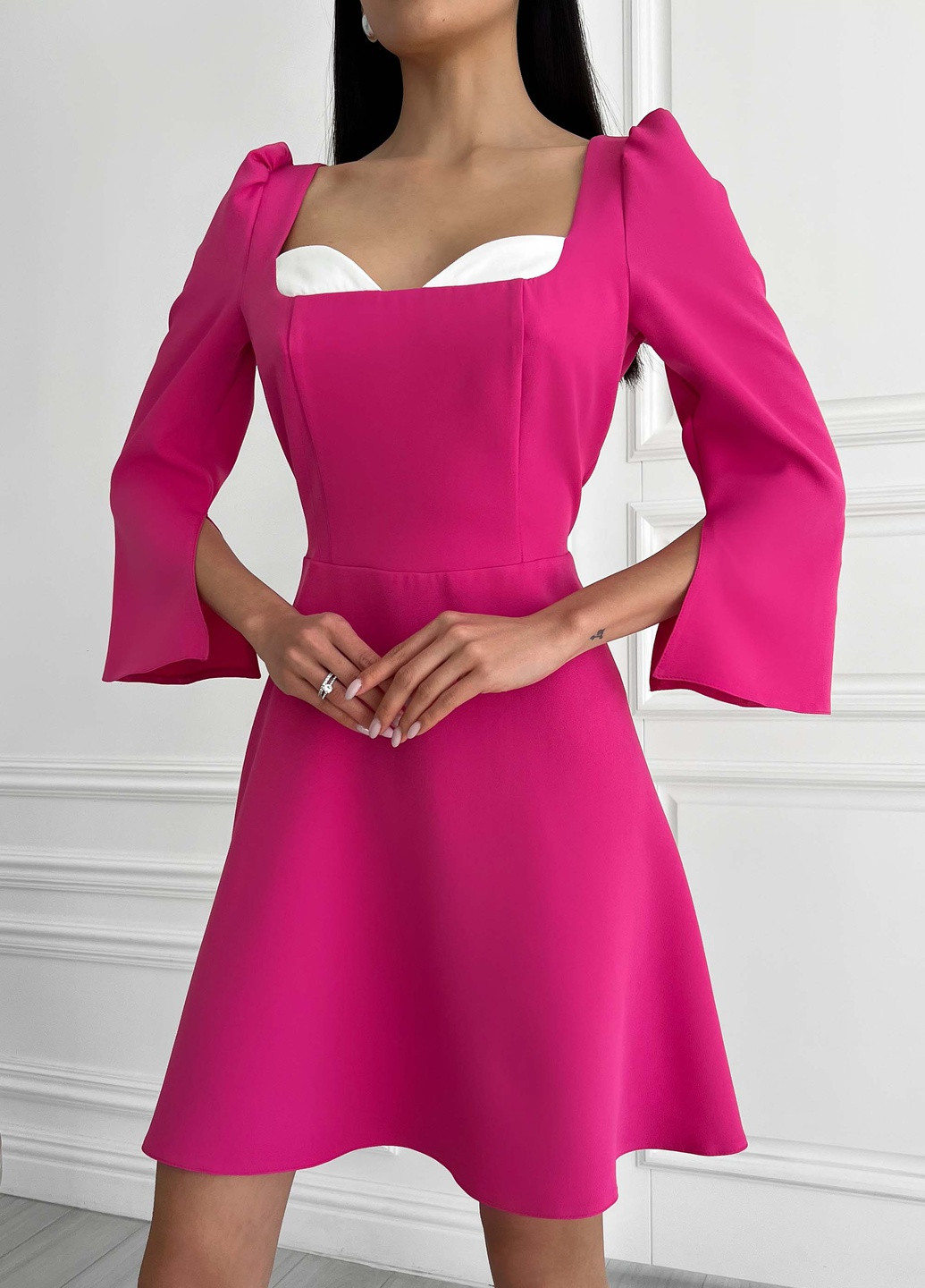 Малинова повсякденний вишукана міні сукня Jadone Fashion однотонна