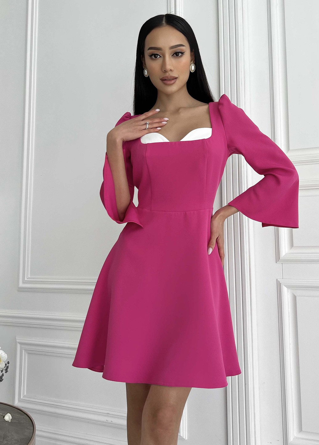 Малинова повсякденний вишукана міні сукня Jadone Fashion однотонна