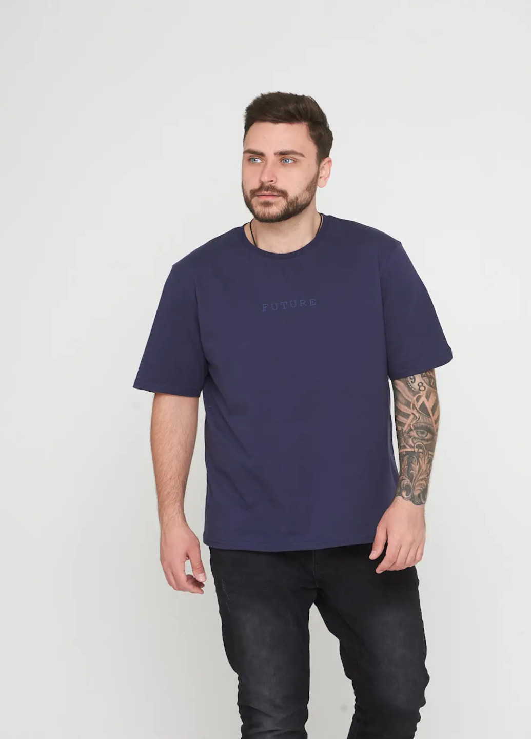 Темно-синя футболка для чоловіків з коротким рукавом Роза