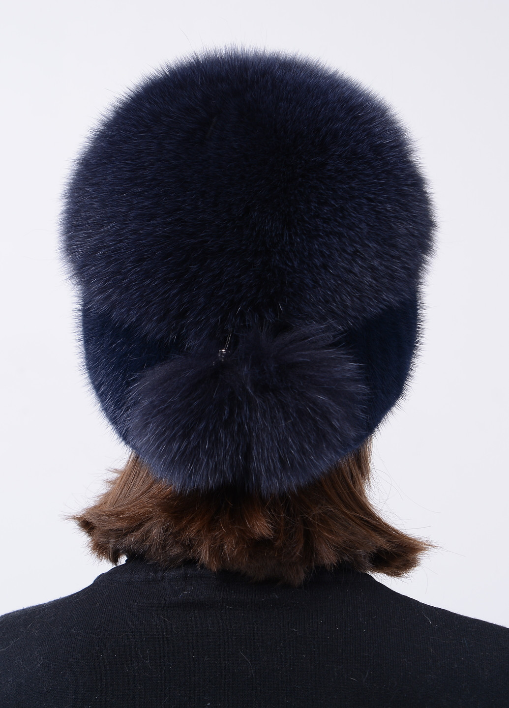 Женская вязаная норковая шапка с большим помпоном из меха песца Меховой Стиль шарик (258612727)