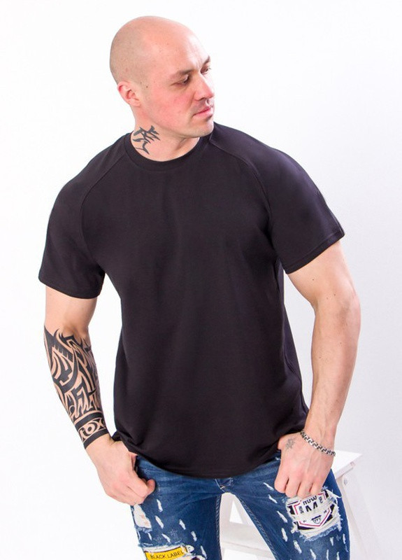 Черная футболка-реглан чоловіча чорний носи своє (8011-036-v3) Носи своє