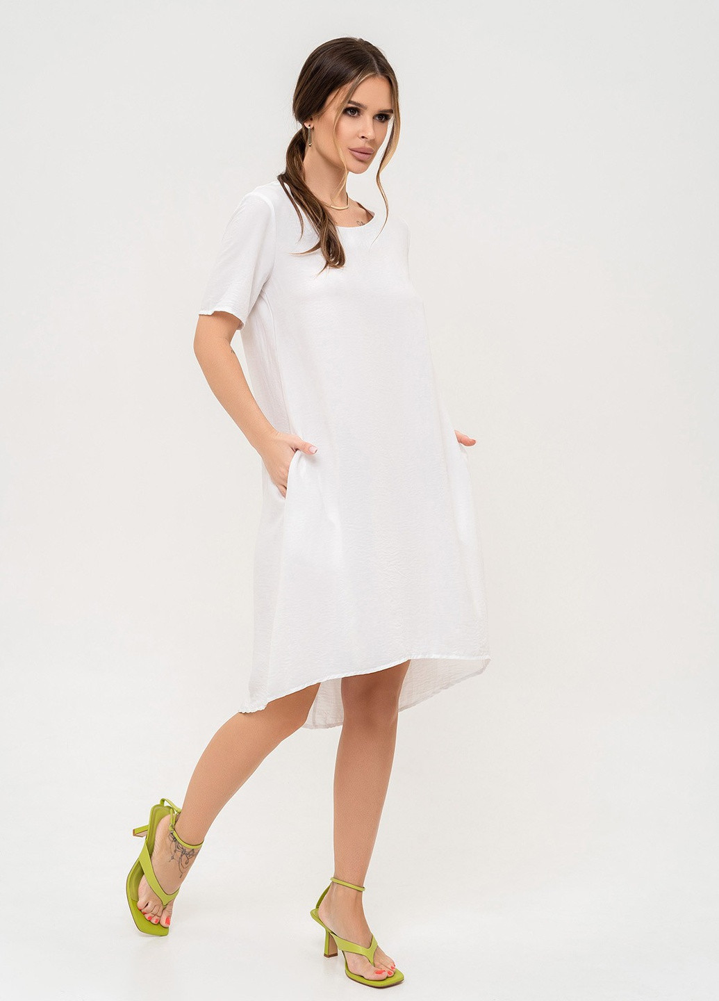 Білий повсякденний сукня жіноча балон ISSA PLUS однотонна