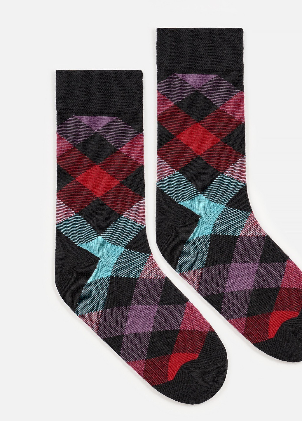 Шкарпетки з принтом ромби високі безшовні дихаючі якісні ORGANIC cotton чорні носки 39-41 men's арт. 31020 JILL ANTONY (258614261)