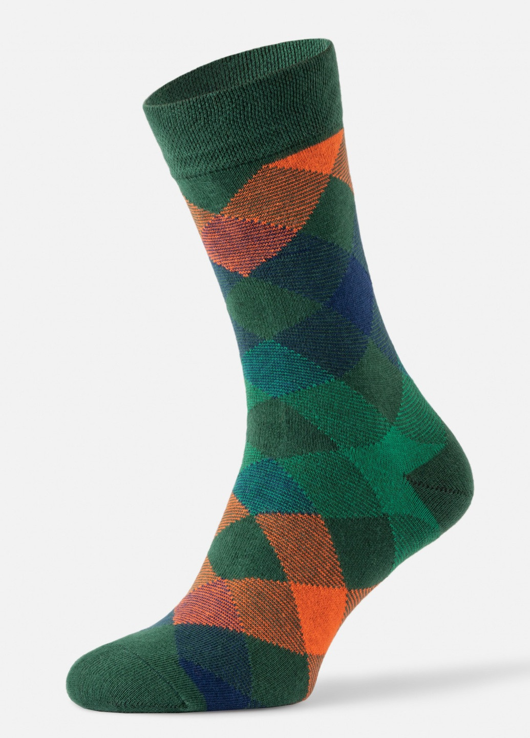 Шкарпетки з принтом ромби високі безшовні дихаючі якісні ORGANIC cotton зелені носки 39-41 men's арт. 31020 JILL ANTONY (258614255)