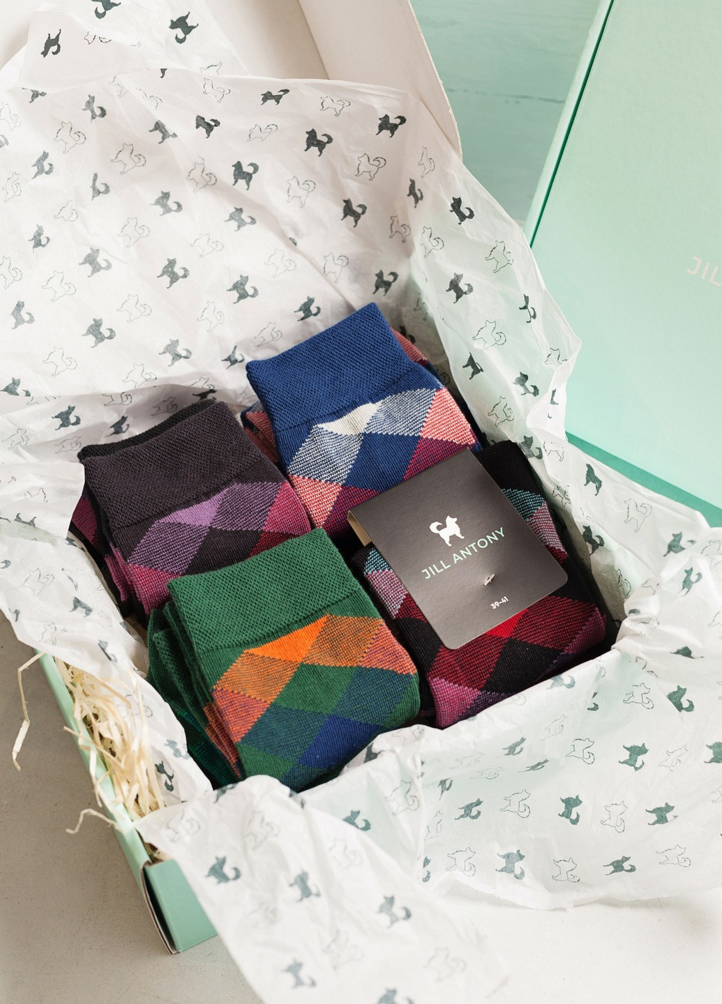 Шкарпетки в коробці набір 4 пари високі безшовні дихаючі якісні ORGANIC cotton гарна коробка носки 39-41 men's JILL ANTONY (258614258)