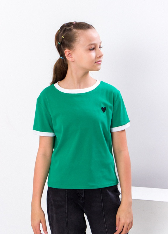 Зелена літня футболка для дівчинки (підліткова) зелений (2664-v3) No Brand