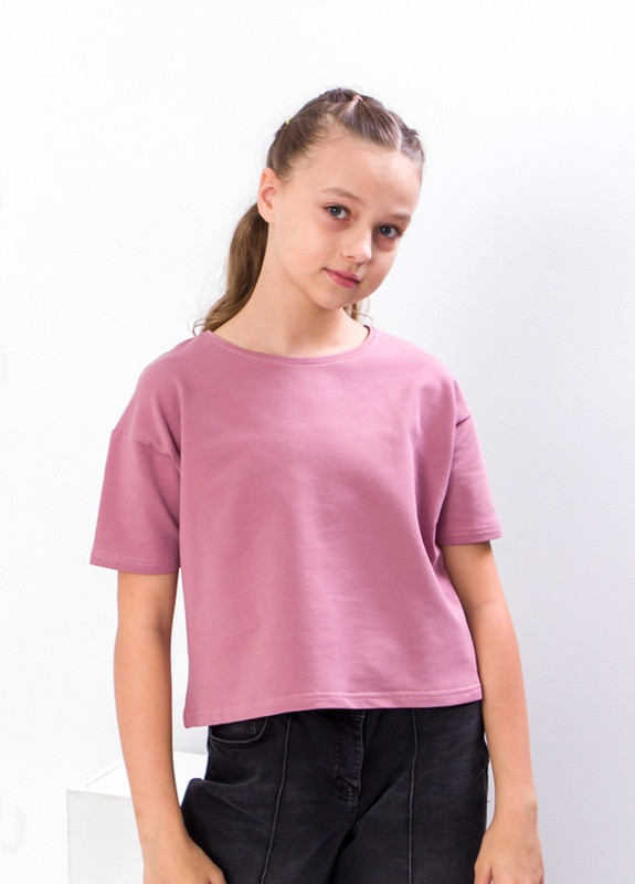 Розовая летняя футболка для дівчинки укорочена рожевий носи своє (6249-057-v45) Носи своє