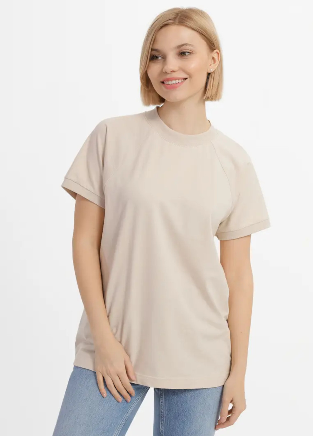 Бежева всесезон футболка жіноча з коротким рукавом Роза