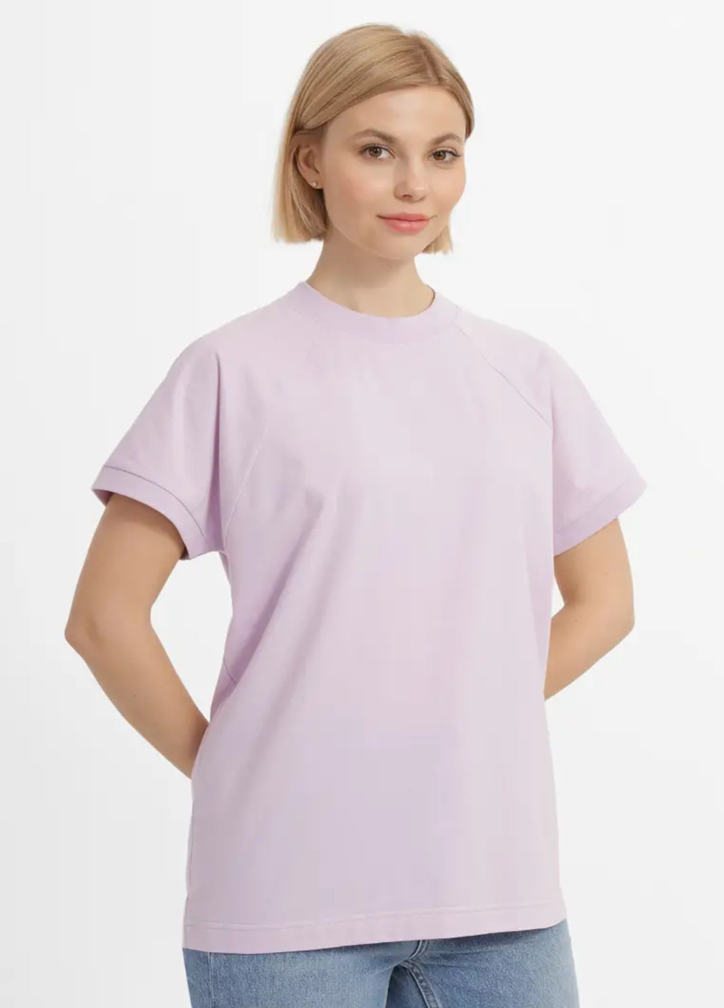 Светло-фиолетовая всесезон футболка женская с коротким рукавом Роза
