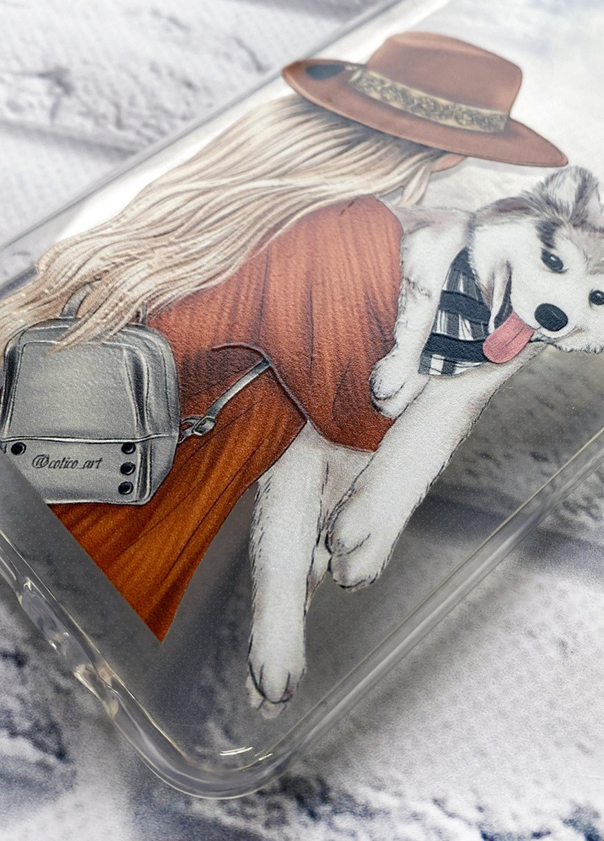Прозрачный чехол на Realme C11 дизайн Девушка с собачкой принт 115 Creative (258627392)